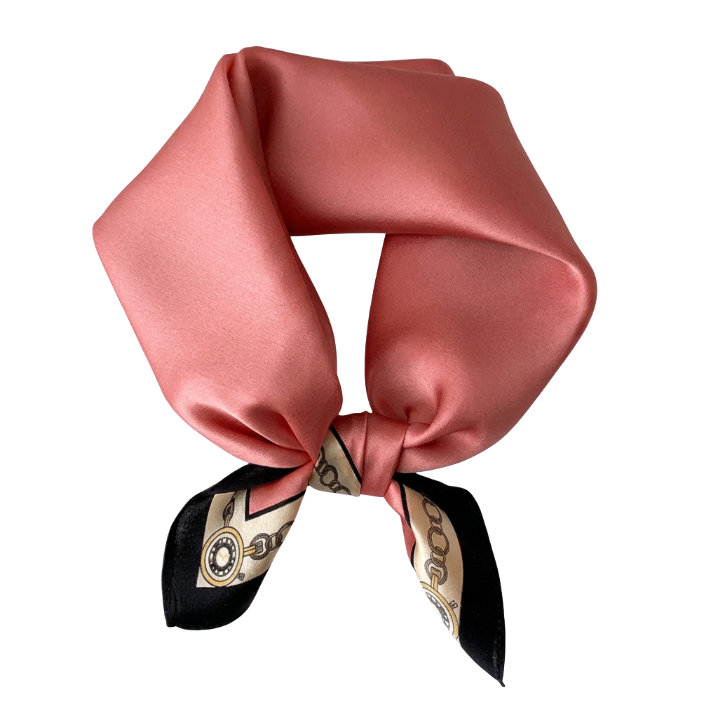 Cupro Halstuch „Rosé & Kette“ – Seidentuch Alternative für Damen
